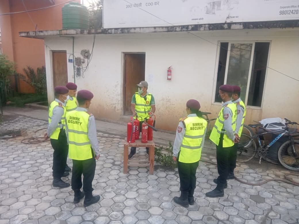 Professional security guard on duty at corporate entrance